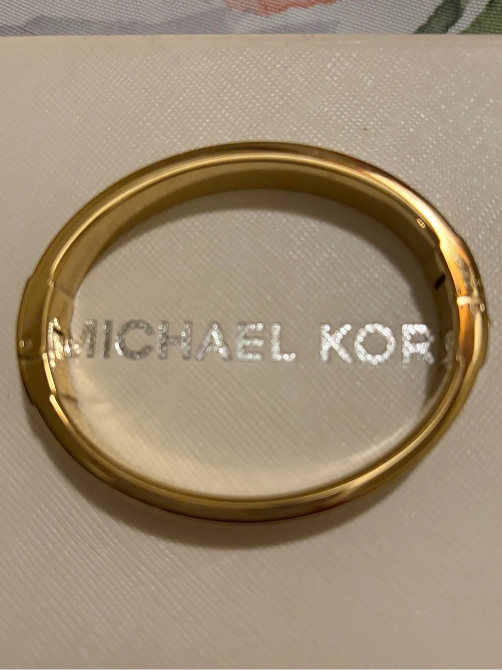 Michael Kors Gold Crystal-Trim Bangle Bracelet